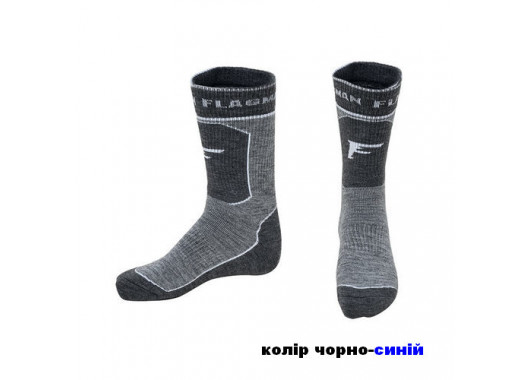 Шкарпетки термотрекінгові Flagman Extra Heat Merino Wool Higth BlackBlue 44-45