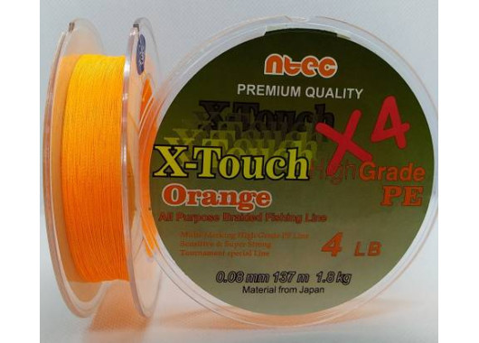 Шнур плетенный NTEC X Touch 4Lb 0,08 137м orange