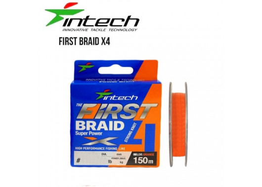 Шнур плетеный Intech First Braid X4 Orange 150m #0.4 8lb/3.63kg